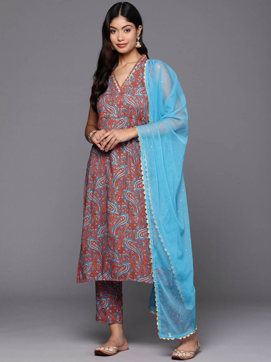 Ahalyaa Women's Traditional wear Kurta Set - Teal Blue | Grocsy