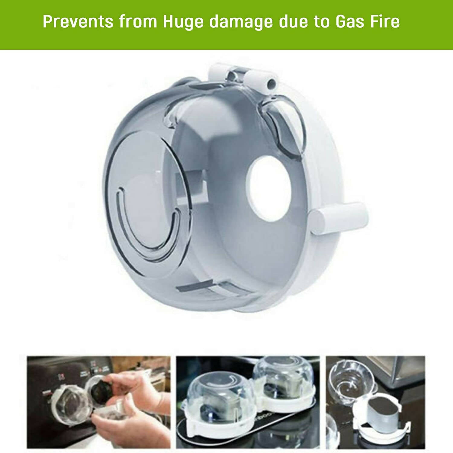 Safe-O-Kid Gas Stove Knobs Transparent Guards for Indoor Baby Safety Set of 2 Pcs | Grocsy