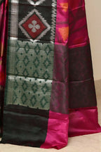 Joban Fashion Black & Pink Saree Kataan Ikkat | Grocsy