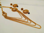 Blue Kemp Layer mugappu Necklace Set