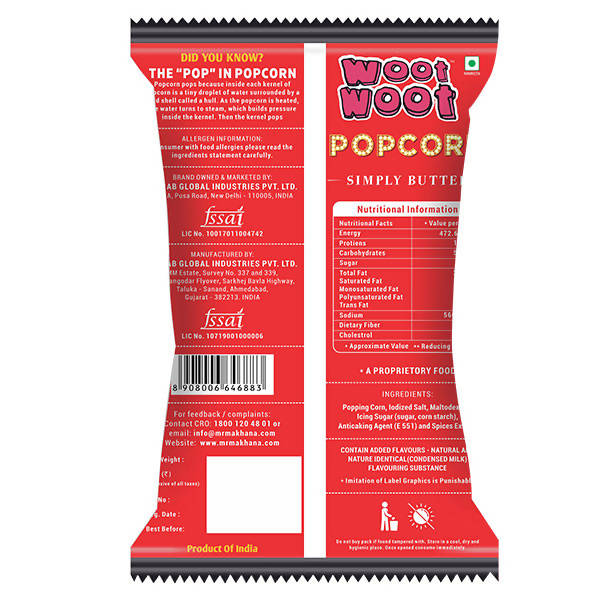 Mr. Makhana Woot Woot Popcorn Simply Butter | Grocsy