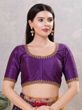 Joban Fashion Women Silk Dark-Brinjal Stitched Blouse | Grocsy
