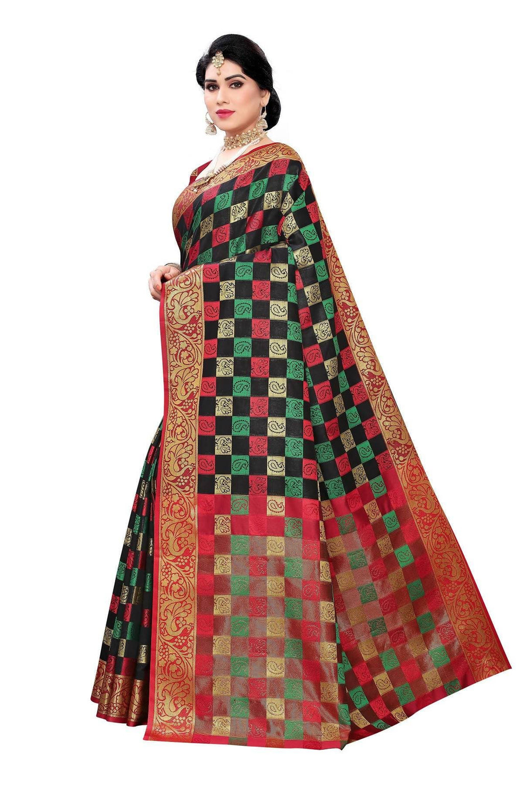 Vamika Banarasi Jaquard Traditional Black Weaving Saree | Grocsy