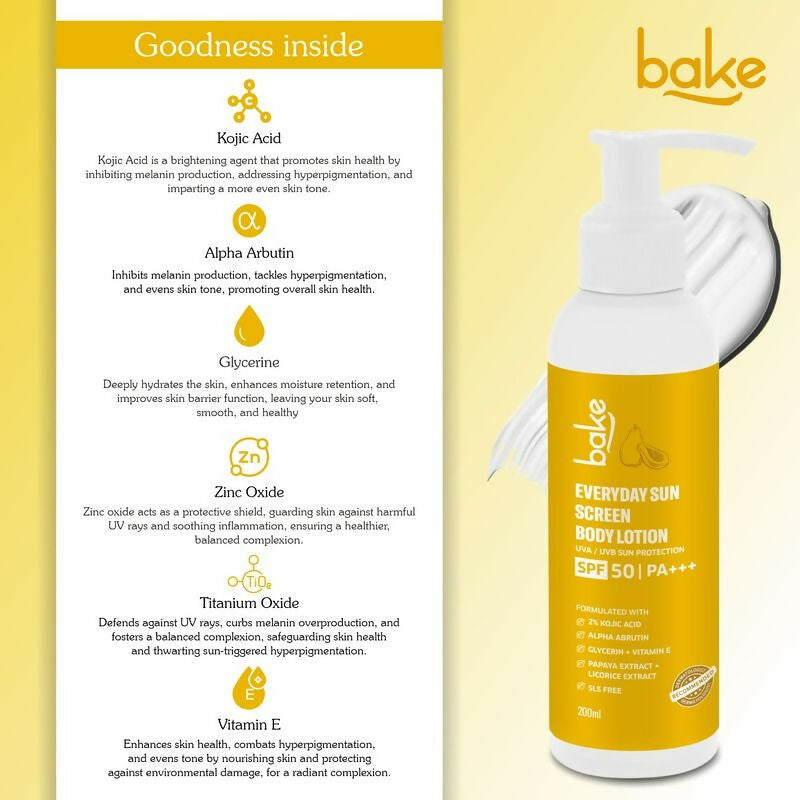 Bake Everyday Sunscreen Body Lotion SPF 50 PA+++ | Grocsy
