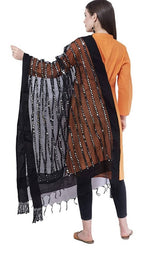 Mominos Fashion Black Orgenza Mirror Stripe Dupatta | Grocsy