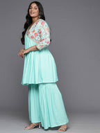 Ahalyaa Women's Traditional Wear Co-ords - Firozi | Grocsy