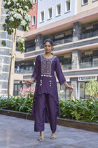 Joban Fashion Purple Cotton Premium Pure Viscose Dola With Handwork Kurta set | Grocsy