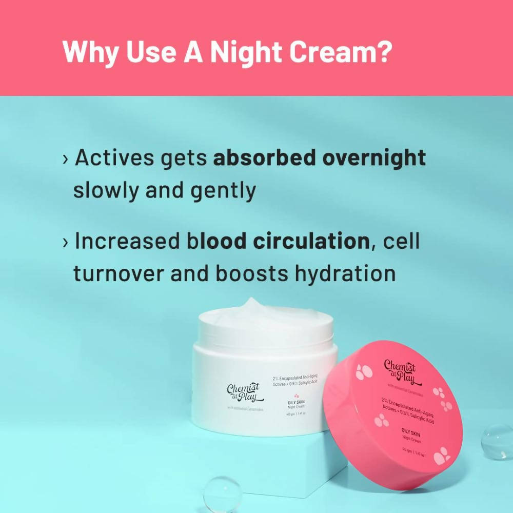 Chemist At Play Oily Skin Night Cream For Oily & Acne-Prone Skin, Controls Excess Sebum | Grocsy