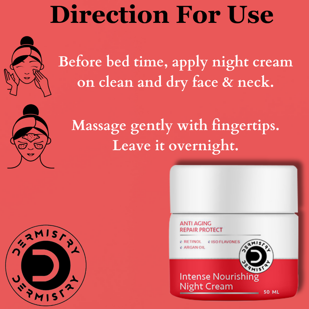 Dermistry Anti Aging Repair Protect Night Cream Retinol Hyaluronic Acid Wrinkles Fine Lines | Grocsy