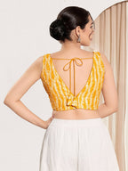 Joban Fashion Yellow Viscose Rayon Padded Blouse With V Neck Sleeveless | Grocsy