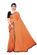 Vamika Orange Malai Silk Printed Saree (Zigzag Orange) | Grocsy