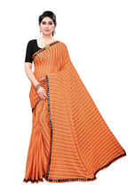 Vamika Orange Malai Silk Printed Saree (Zigzag Orange) | Grocsy