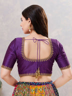 Joban Fashion Women Silk Dark-Brinjal Stitched Blouse | Grocsy