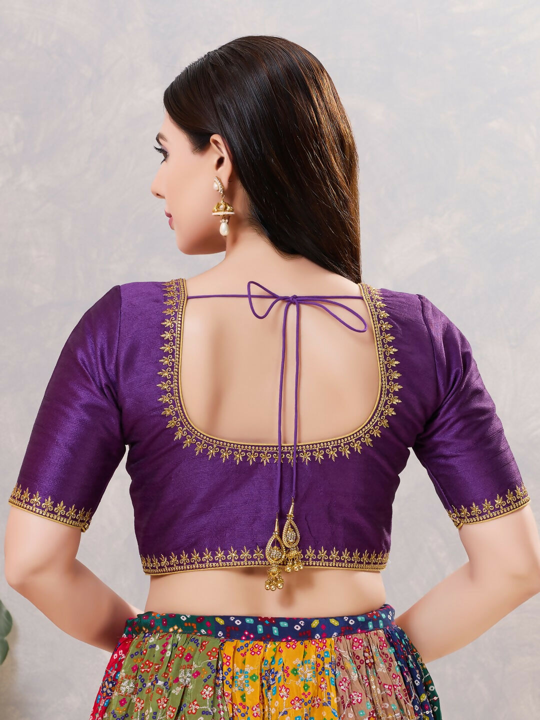 Joban Fashion Women Silk Dark-Brinjal Stitched Blouse | Grocsy
