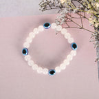 NVR Men & Women White Marbel Crystal Elasticated Bracelet | Grocsy