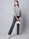Even Apparels Grey Polywool Open Front Statement Women's Jacket (BF006) | Grocsy