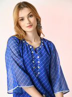 Myshka Women's Blue Printed Kurta With Palazzos | Grocsy