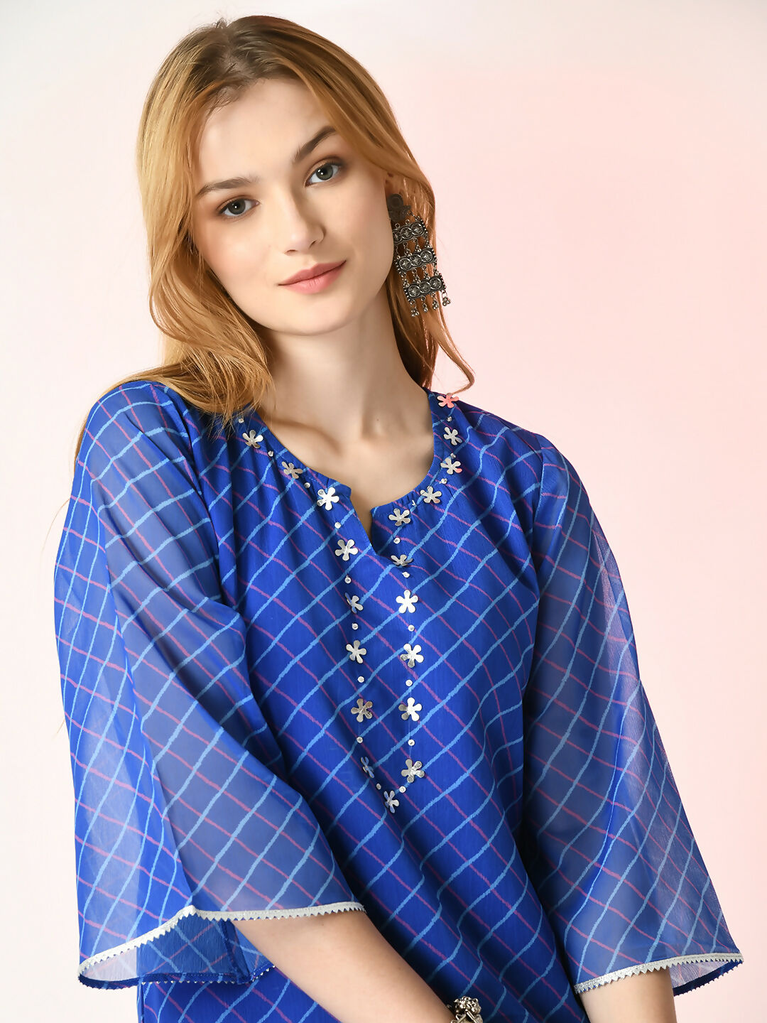 Myshka Women's Blue Printed Kurta With Palazzos | Grocsy