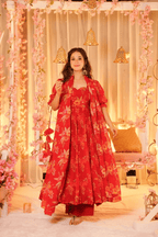 Aayaa Designer Printed Tebby Silk Suit - Multi Color | Grocsy