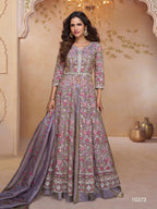 Anaita Purple Shimmer Readymade Suit with Heavy Embroidery & Sequence Work | Grocsy