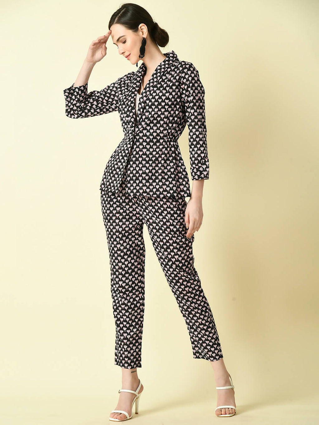 Myshka Women's Black Cotton Printed jacket | Grocsy