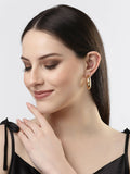 NVR Women Gold-Polished Circular-Shaped Half Hoop Earrings | Grocsy