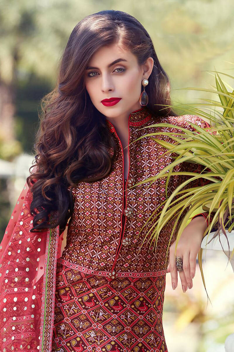 Partywear Designer Red Heavy Soft Killer Silk Salwar Suit - Anbazaar | Grocsy