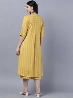 Myshka Stylish Yellow Cotton 3/4 Sleeve Women's Kurta Palazzo Set | Grocsy