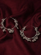 Mominos Fashion Johar Kamal Silver Parrot Hoops and Ghungroo Bali Combo Earrings | Grocsy