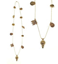 Bling Accessories Antique Brass Finish Brass Metal Long Coin Pendant Necklace | Grocsy