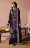 Anaita Purple Velvet Suit with Embroidery Sequence Work | Grocsy