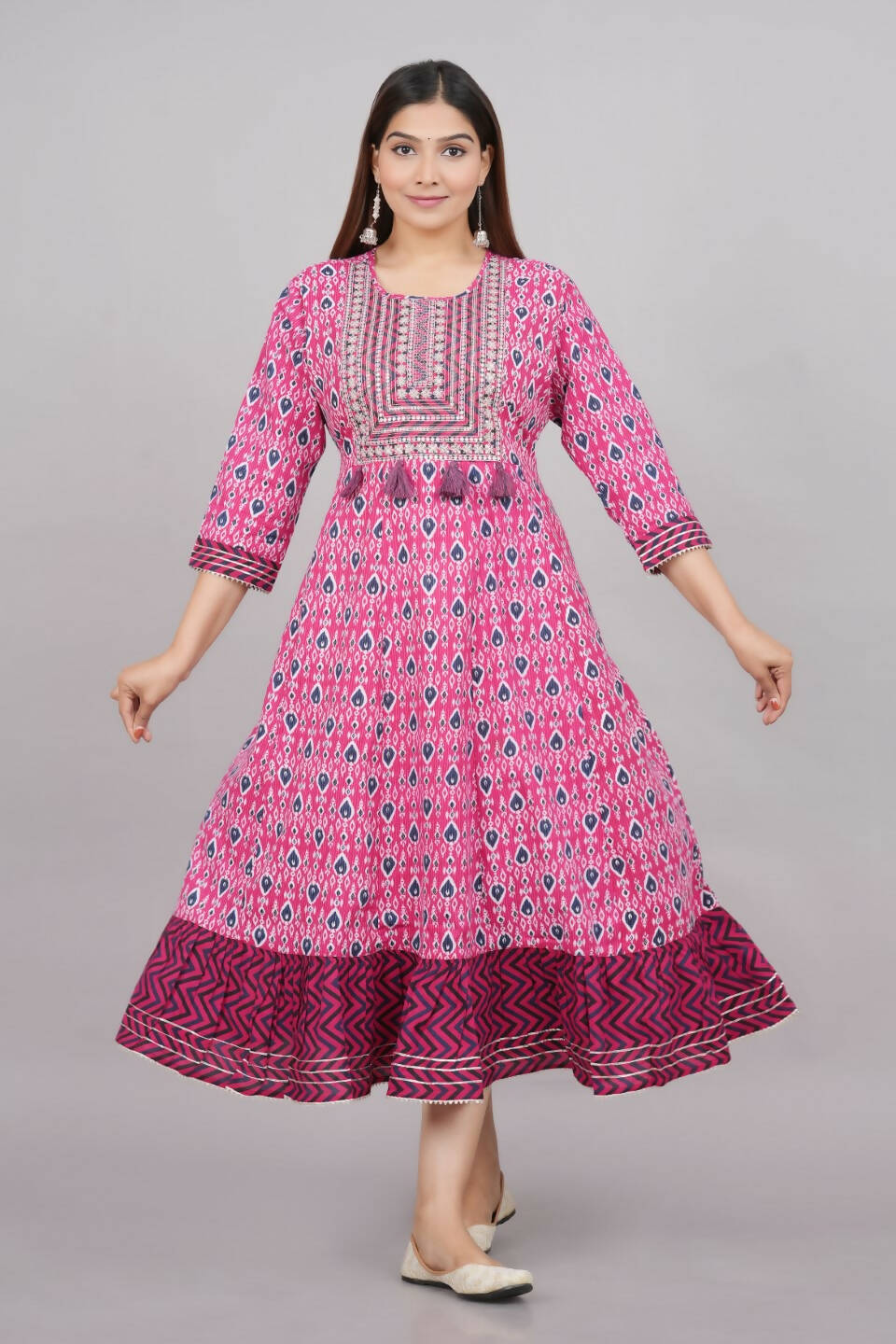 House of RP Women's Pink Cotton Kurta & Dupatta Set | Grocsy