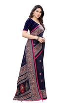 Vamika Blue Jute Silk Mirror Work Saree | Grocsy