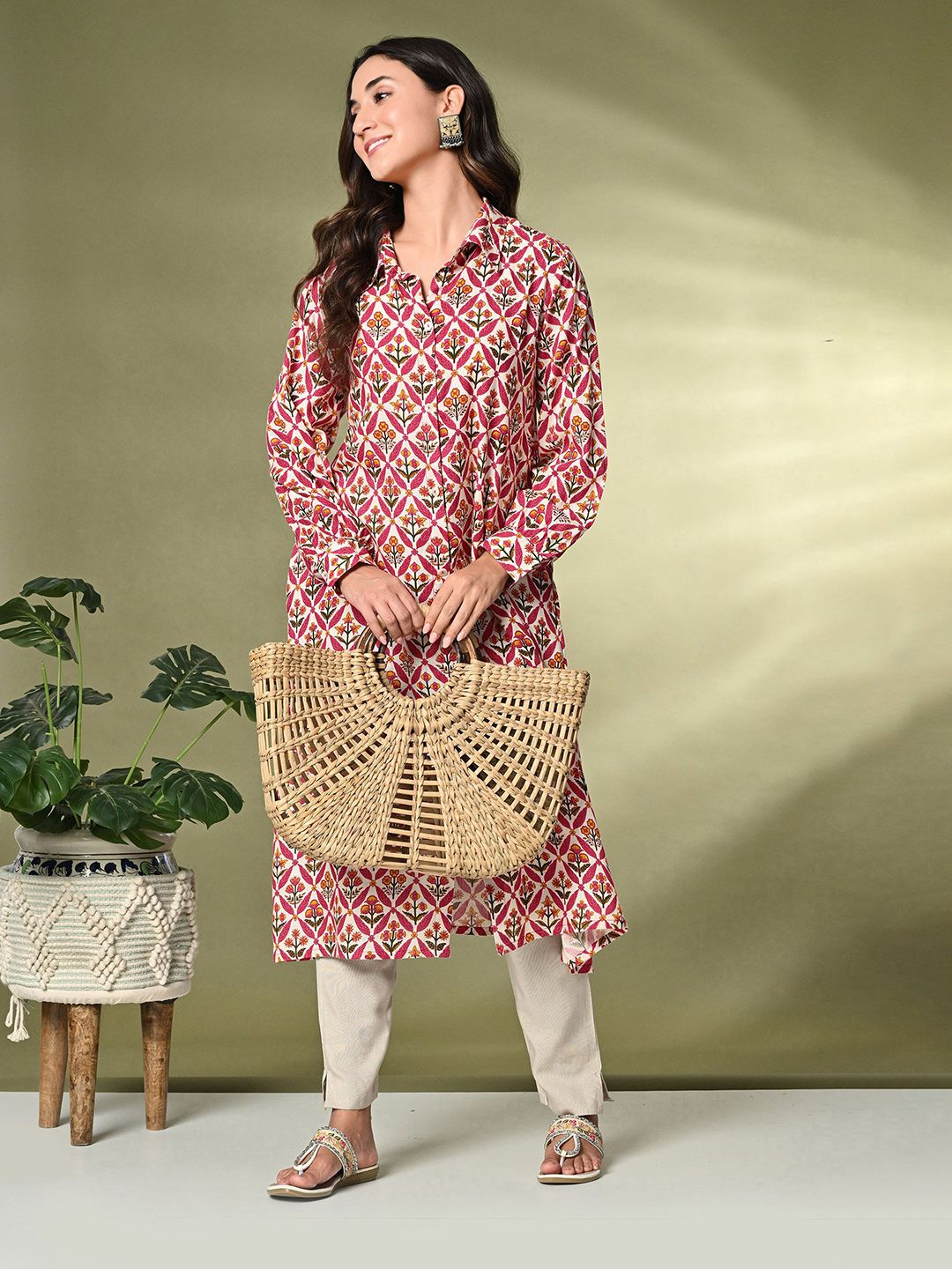 Sangria Printed A-Line Kurta | Grocsy