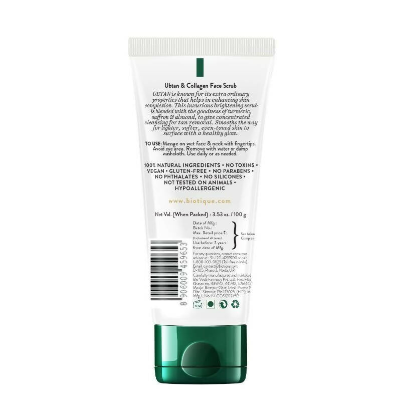 Biotique Advanced Ayurveda Ubtan & Collagen Face Scrub | Grocsy