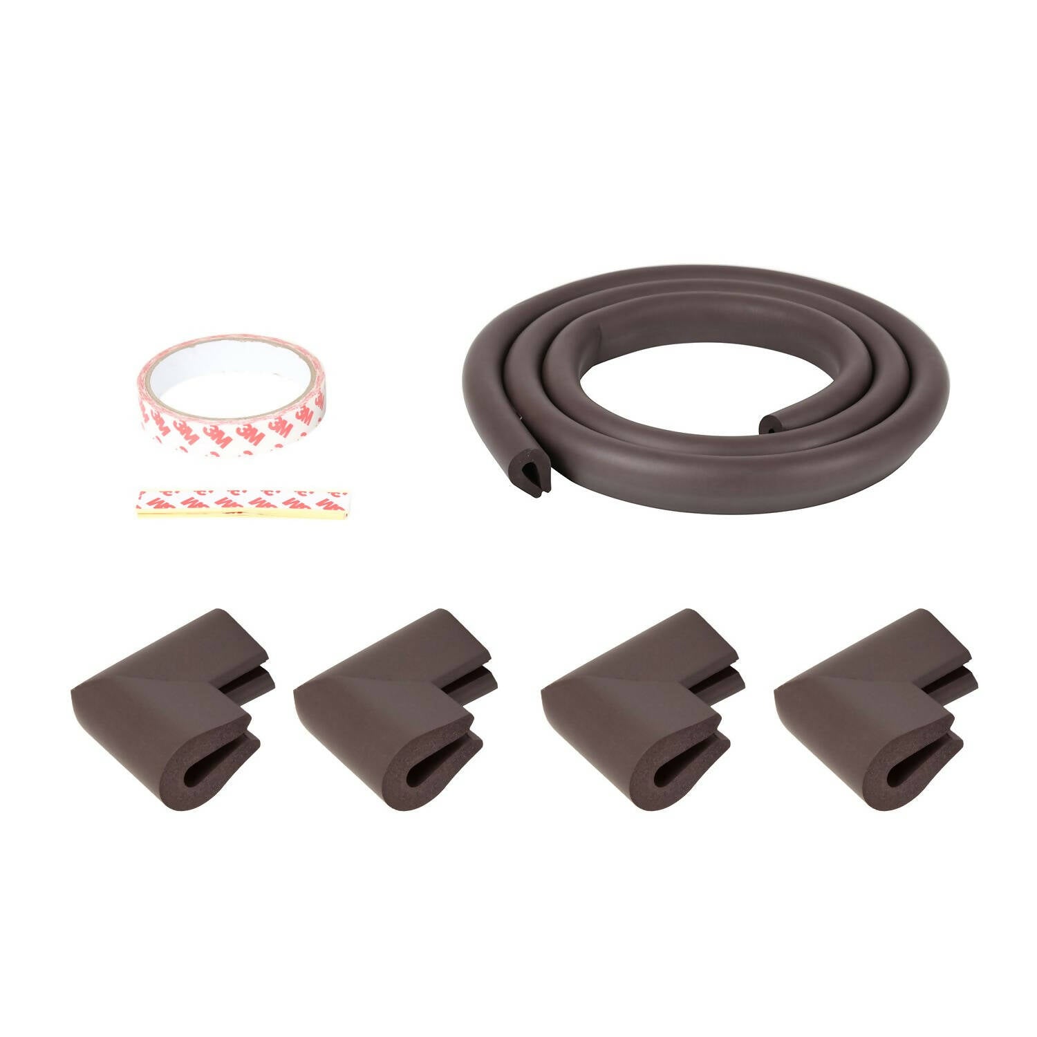 Safe-O-Kid Unique High Density 2 Mtr Long U - Shaped 1 Edge Guard With 4 Corner Cushions - D.Brown | Grocsy