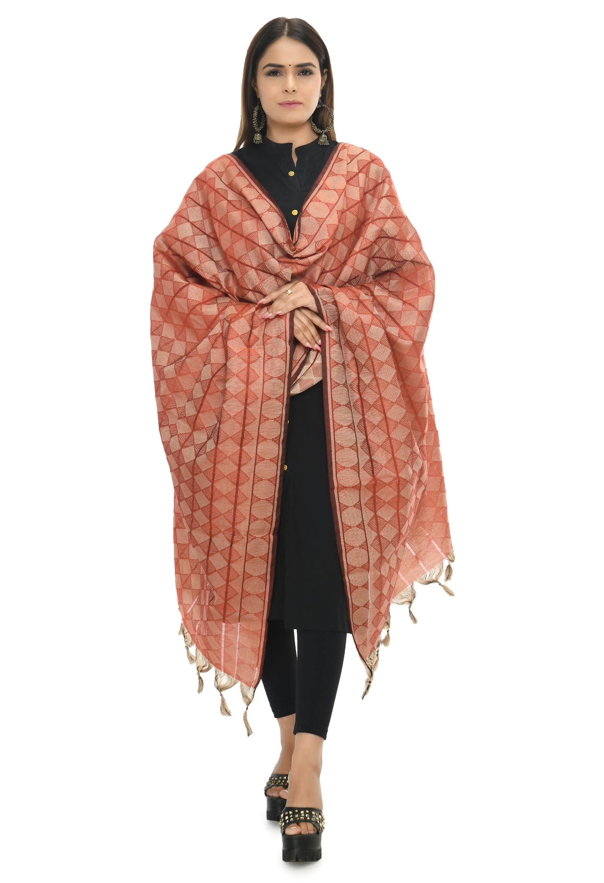 Mominos Fashion Moeza Handloom Cotton Red Dupatta | Grocsy