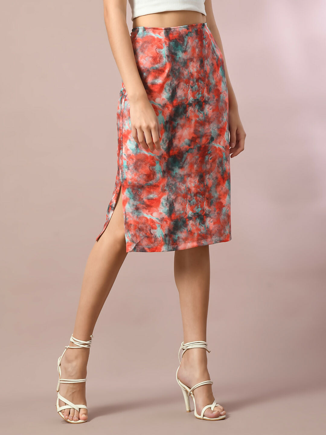 Myshka Women's Multi Printed Knee Length Party Embellished Skirts | Grocsy