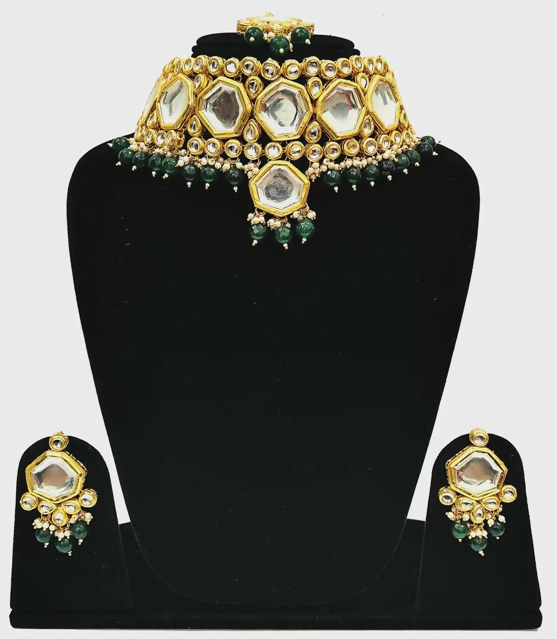 Joban Fashion Hand Made High Quality Gold Plated Base Metal Alloy Kundan Stone Studded Kundan Jewellery Set | Grocsy