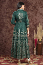 Juniper Women Jadegreen Rayon Printed Anarkali Dress | Grocsy