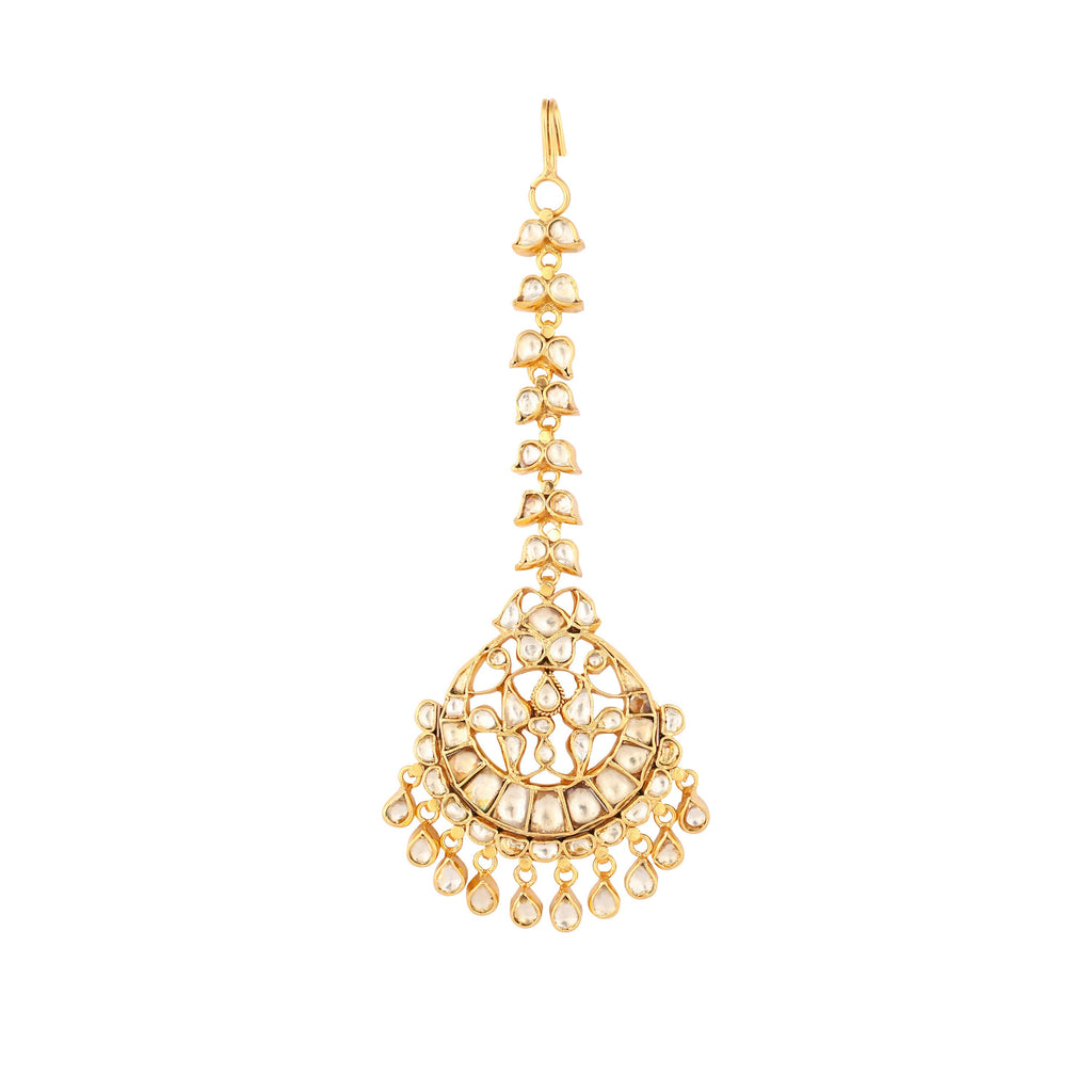 Nuyug 22K Gold-Plated Kundan Studded Maang Tikka Head Jewellery | Grocsy