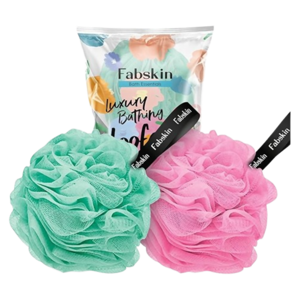 Fabskin Luxury Bathing Round Loofah - Aqua and Pink - 2 Pieces | Grocsy