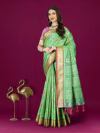 Lorenvalley Fashion Parotgreen Patola Silk Woven Design Zari Meenakari Weaving Saree | Grocsy