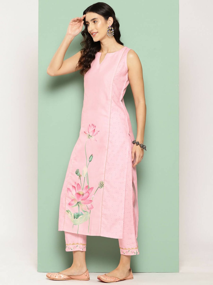 Ahalyaa Women's Traditional wear Kurta Set - Pink | Grocsy