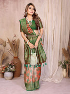Aastha Fashion Red Banarasi Tissue Silk Weaving Saree | Grocsy