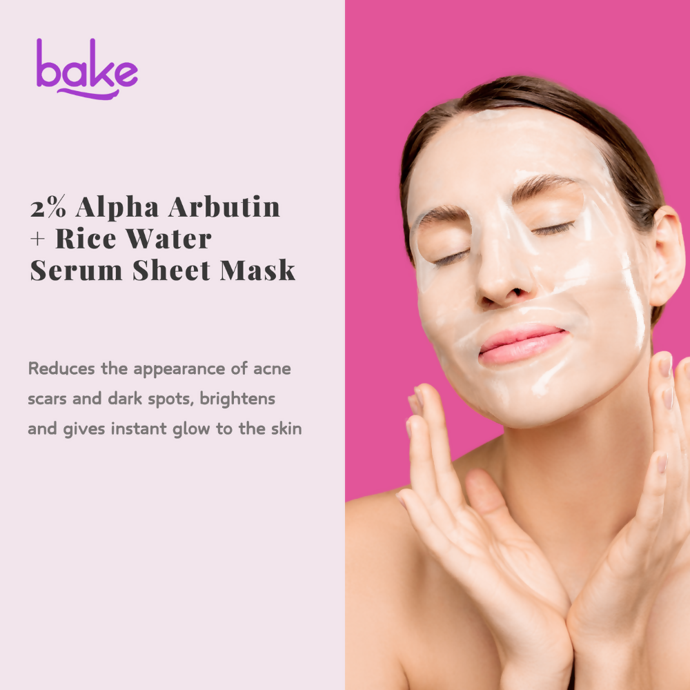 Bake 2% Alpha Arbutin + Rice Water Serum Sheet Mask | Grocsy
