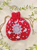 Joban Fashion Pearl Hand Work Potli Bag - Red | Grocsy
