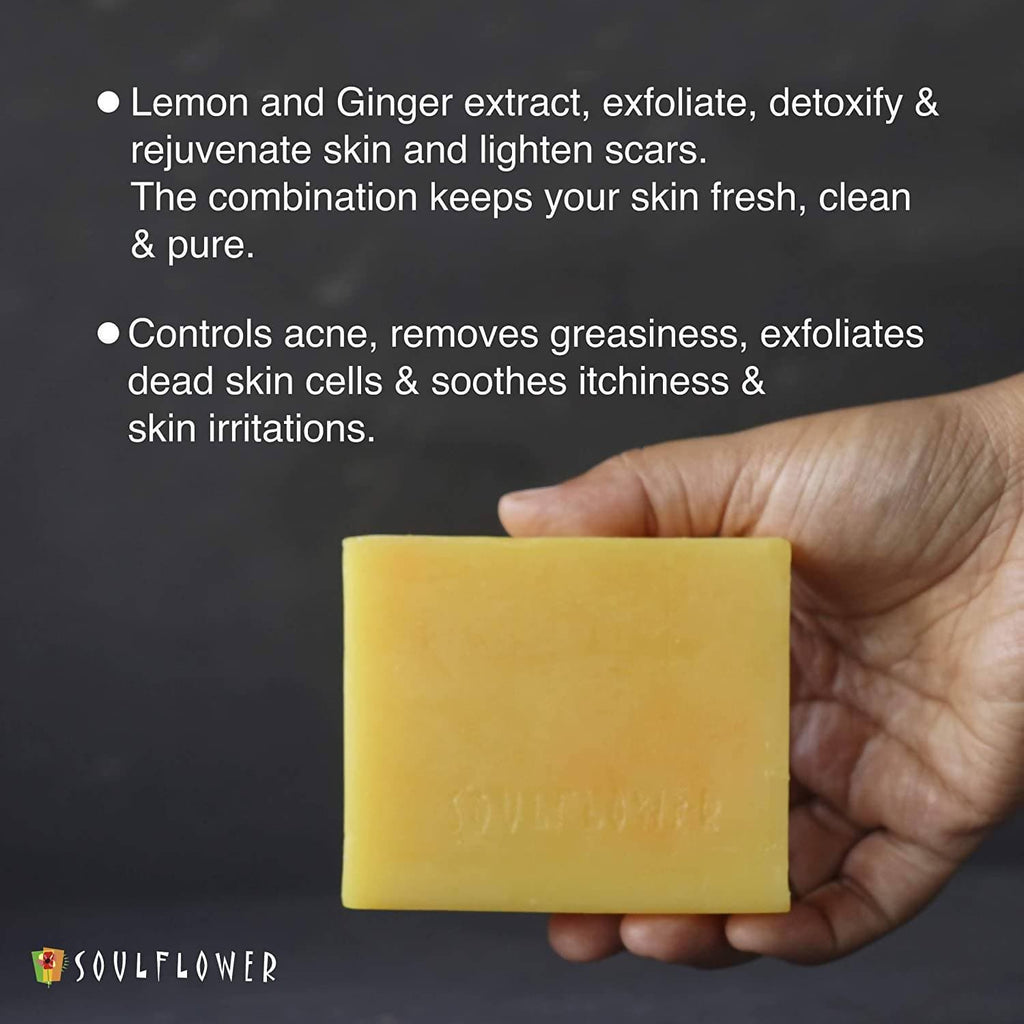 Soulflower Lemon And Ginger Handmade Soap | Grocsy