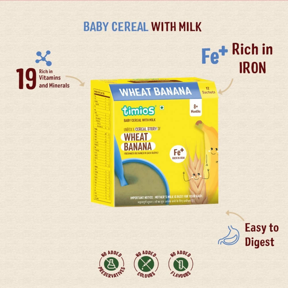 Timios Organic Wheat Banana Baby Cereal | Grocsy