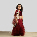 Pink Cow Fashions Velvet Choli With Net Ghagra & Frill Dupatta | Grocsy